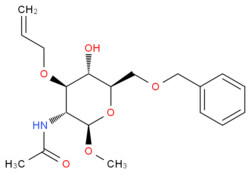 N-[(2R,3R,4R,5S,6R)-6-[(benzyloxy)methyl]-5-hydroxy-2-methoxy-4-(prop-2-en-1-yloxy)oxan-3-yl]acetamide_分子结构_CAS_116981-28-3