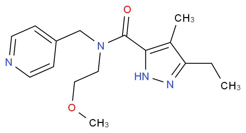 3-ethyl-N-(2-methoxyethyl)-4-methyl-N-(pyridin-4-ylmethyl)-1H-pyrazole-5-carboxamide_分子结构_CAS_)