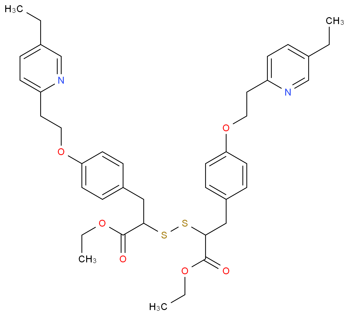 α-Thio-4-[2-(5-ethyl-2-pyridinyl)ethoxy]benzenepropanoic Acid Ethyl Ester Disulfide_分子结构_CAS_)