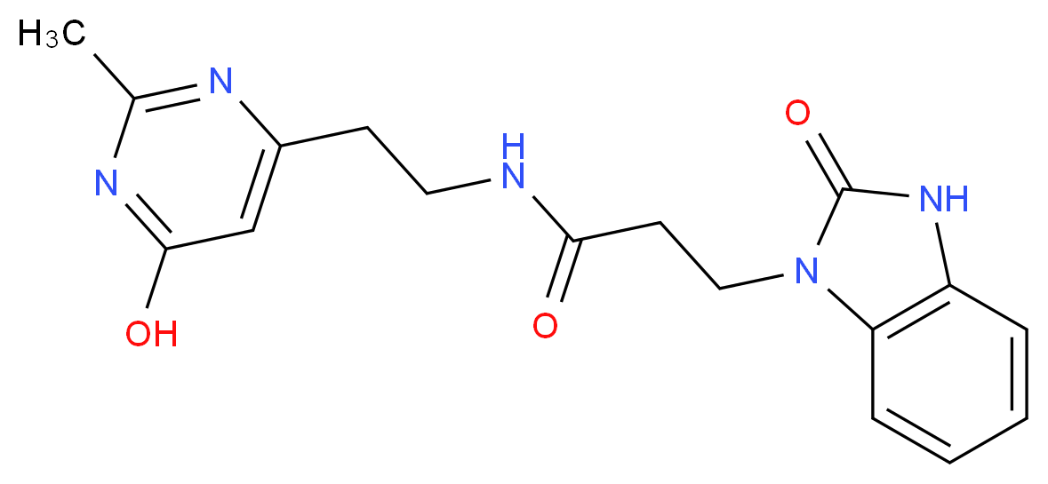 N-[2-(6-hydroxy-2-methylpyrimidin-4-yl)ethyl]-3-(2-oxo-2,3-dihydro-1H-benzimidazol-1-yl)propanamide_分子结构_CAS_)
