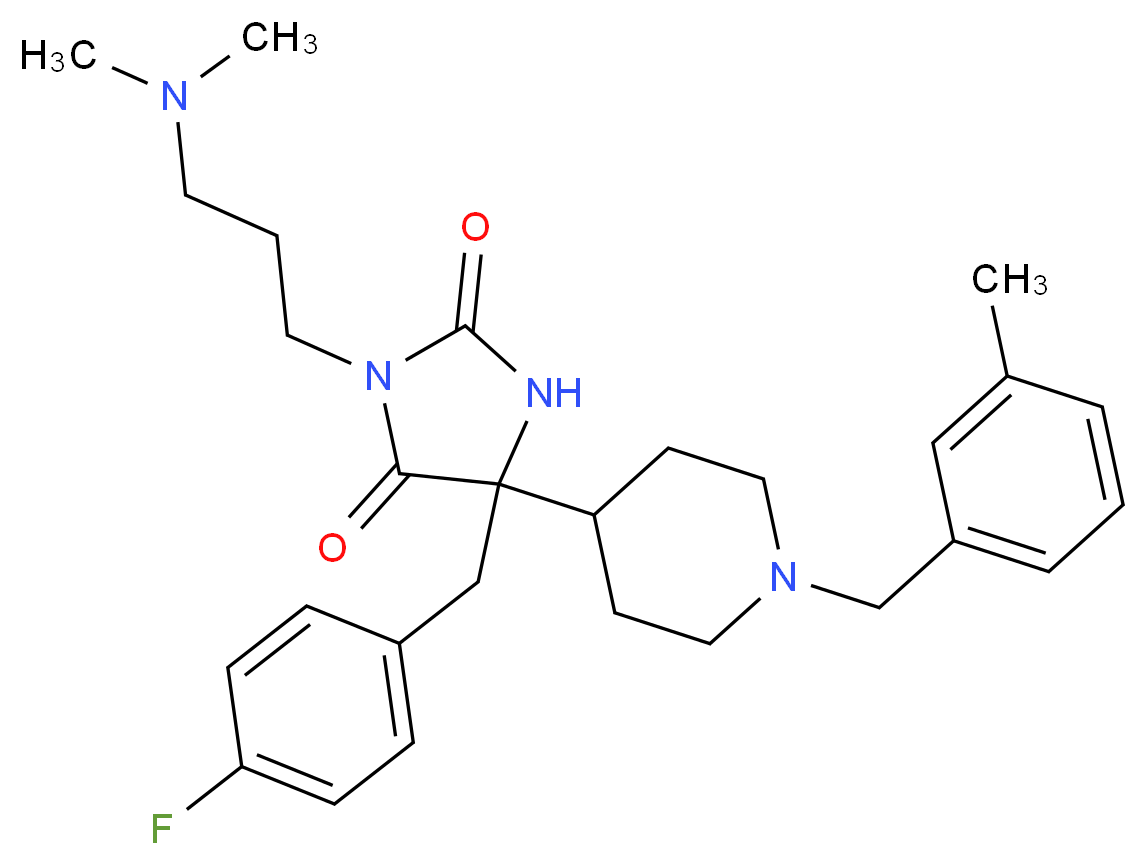 3-[3-(dimethylamino)propyl]-5-(4-fluorobenzyl)-5-[1-(3-methylbenzyl)-4-piperidinyl]-2,4-imidazolidinedione_分子结构_CAS_)