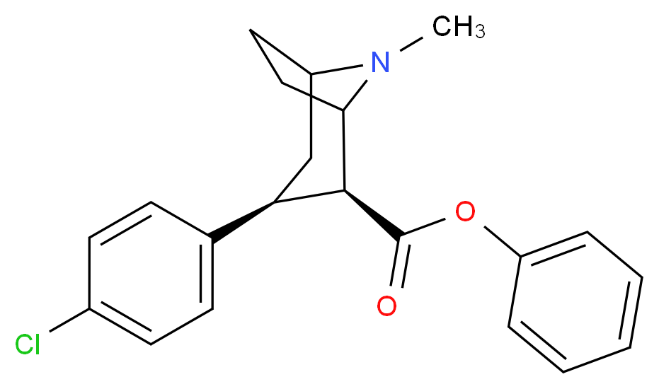 phenyl (2S,3S)-3-(4-chlorophenyl)-8-methyl-8-azabicyclo[3.2.1]octane-2-carboxylate_分子结构_CAS_146145-17-7