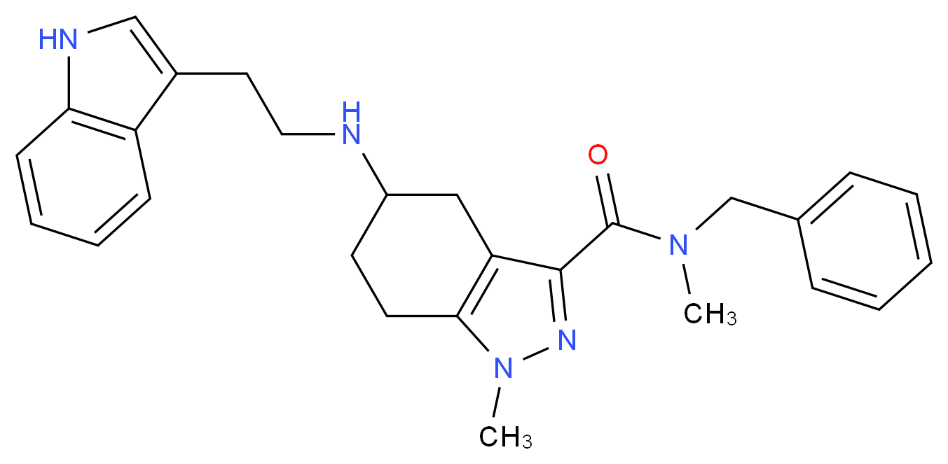 N-benzyl-5-{[2-(1H-indol-3-yl)ethyl]amino}-N,1-dimethyl-4,5,6,7-tetrahydro-1H-indazole-3-carboxamide_分子结构_CAS_)