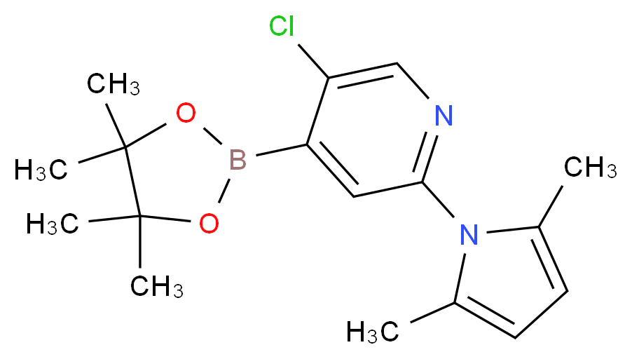 5-chloro-2-(2,5-dimethyl-1H-pyrrol-1-yl)-4-(tetramethyl-1,3,2-dioxaborolan-2-yl)pyridine_分子结构_CAS_1222522-40-8