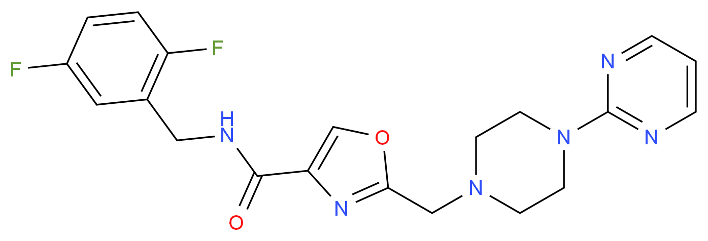 N-(2,5-difluorobenzyl)-2-{[4-(2-pyrimidinyl)-1-piperazinyl]methyl}-1,3-oxazole-4-carboxamide_分子结构_CAS_)