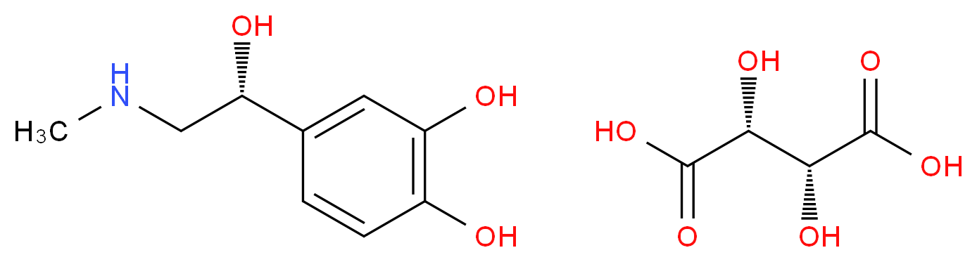 (2R,3R)-2,3-dihydroxybutanedioic acid; 4-[(1R)-1-hydroxy-2-(methylamino)ethyl]benzene-1,2-diol_分子结构_CAS_51-42-3