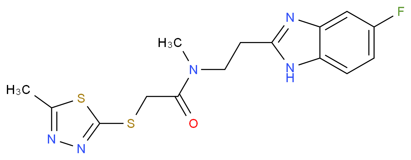 N-[2-(5-fluoro-1H-benzimidazol-2-yl)ethyl]-N-methyl-2-[(5-methyl-1,3,4-thiadiazol-2-yl)thio]acetamide_分子结构_CAS_)