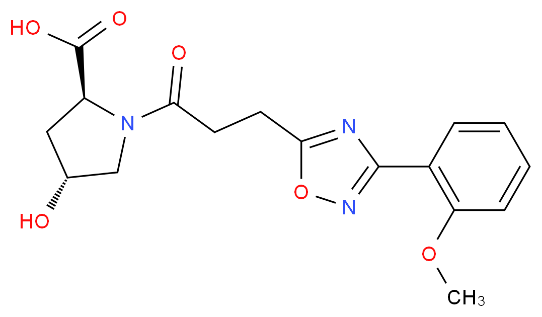 (2S*,4R*)-4-hydroxy-1-{3-[3-(2-methoxyphenyl)-1,2,4-oxadiazol-5-yl]propanoyl}pyrrolidine-2-carboxylic acid_分子结构_CAS_)