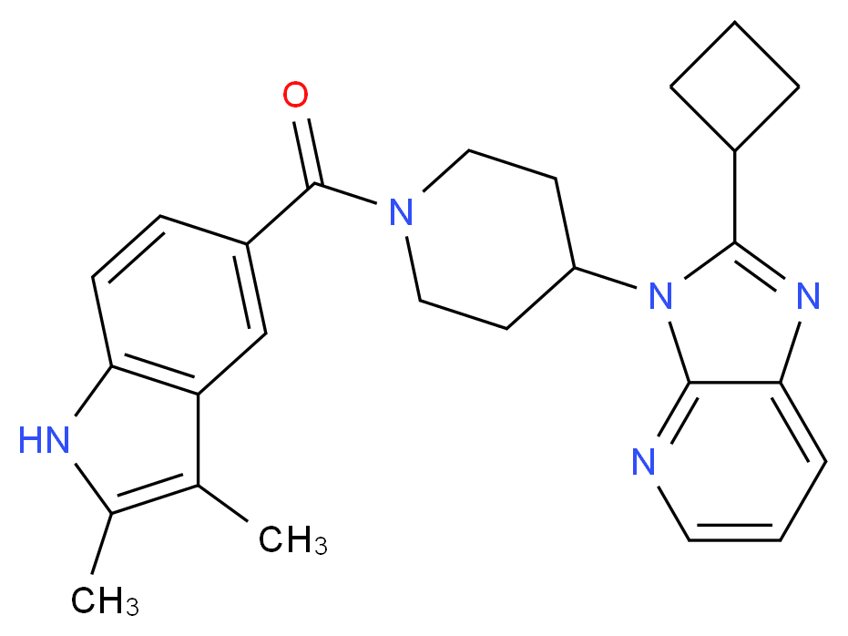 2-cyclobutyl-3-{1-[(2,3-dimethyl-1H-indol-5-yl)carbonyl]-4-piperidinyl}-3H-imidazo[4,5-b]pyridine_分子结构_CAS_)