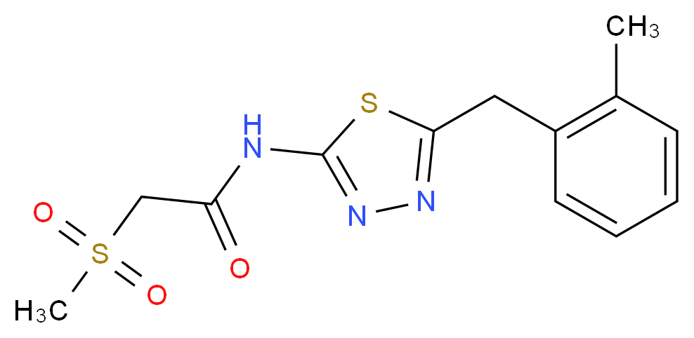 N-[5-(2-methylbenzyl)-1,3,4-thiadiazol-2-yl]-2-(methylsulfonyl)acetamide_分子结构_CAS_)