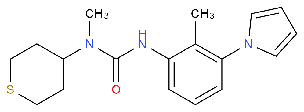 N-methyl-N'-[2-methyl-3-(1H-pyrrol-1-yl)phenyl]-N-(tetrahydro-2H-thiopyran-4-yl)urea_分子结构_CAS_)