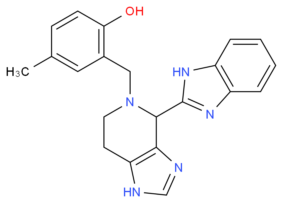 2-{[4-(1H-benzimidazol-2-yl)-1,4,6,7-tetrahydro-5H-imidazo[4,5-c]pyridin-5-yl]methyl}-4-methylphenol_分子结构_CAS_)