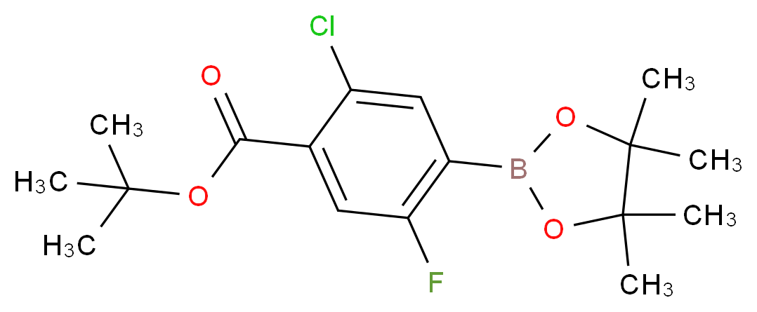 tert-Butyl 2-chloro-5-fluoro-4-(4,4,5,5-tetramethyl-1,3,2-dioxaborolan-2-yl)benzoate_分子结构_CAS_1218790-25-0)