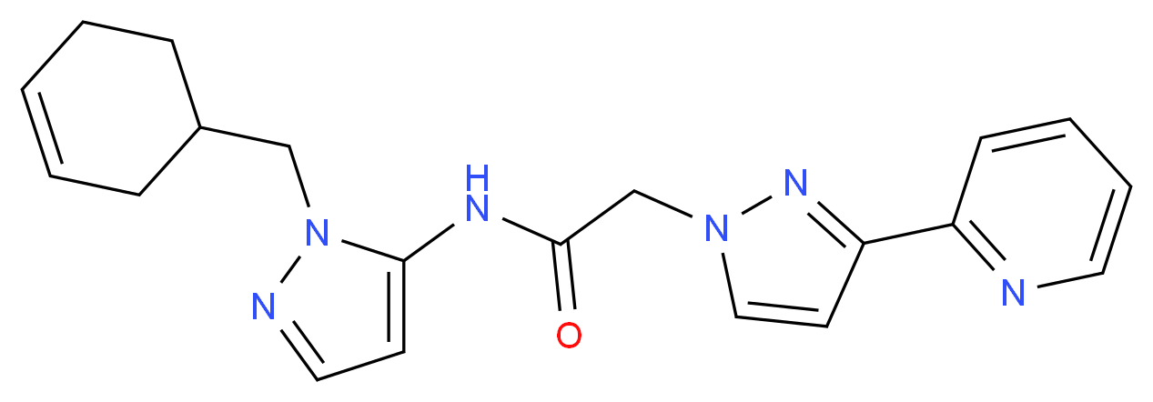 N-[1-(cyclohex-3-en-1-ylmethyl)-1H-pyrazol-5-yl]-2-(3-pyridin-2-yl-1H-pyrazol-1-yl)acetamide_分子结构_CAS_)