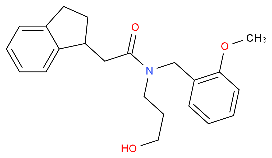 2-(2,3-dihydro-1H-inden-1-yl)-N-(3-hydroxypropyl)-N-(2-methoxybenzyl)acetamide_分子结构_CAS_)