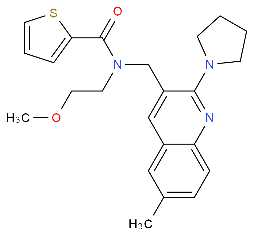 N-(2-methoxyethyl)-N-{[6-methyl-2-(1-pyrrolidinyl)-3-quinolinyl]methyl}-2-thiophenecarboxamide_分子结构_CAS_)