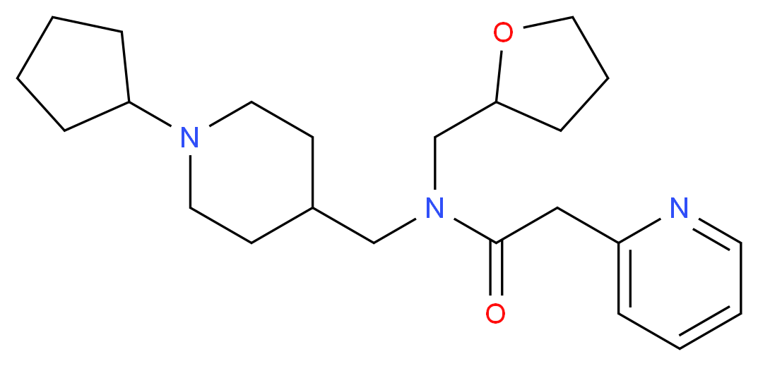 N-[(1-cyclopentylpiperidin-4-yl)methyl]-2-pyridin-2-yl-N-(tetrahydrofuran-2-ylmethyl)acetamide_分子结构_CAS_)