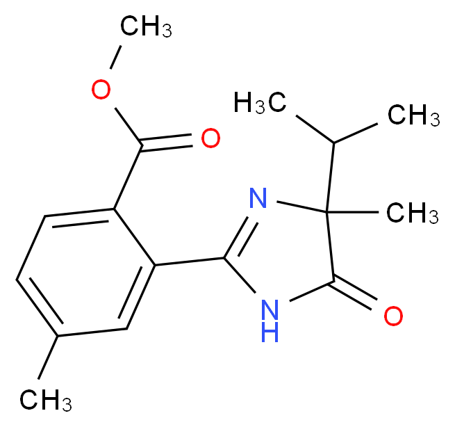 methyl 4-methyl-2-[4-methyl-5-oxo-4-(propan-2-yl)-4,5-dihydro-1H-imidazol-2-yl]benzoate_分子结构_CAS_81405-85-8