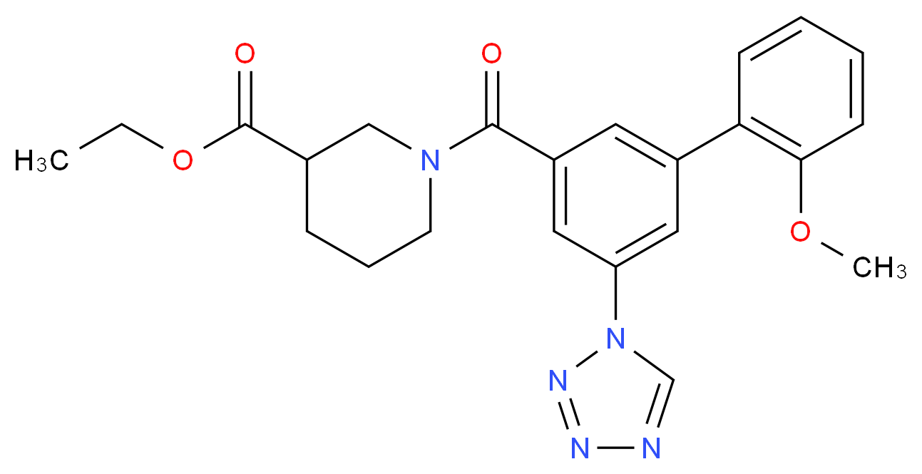 ethyl 1-{[2'-methoxy-5-(1H-tetrazol-1-yl)-3-biphenylyl]carbonyl}-3-piperidinecarboxylate_分子结构_CAS_)