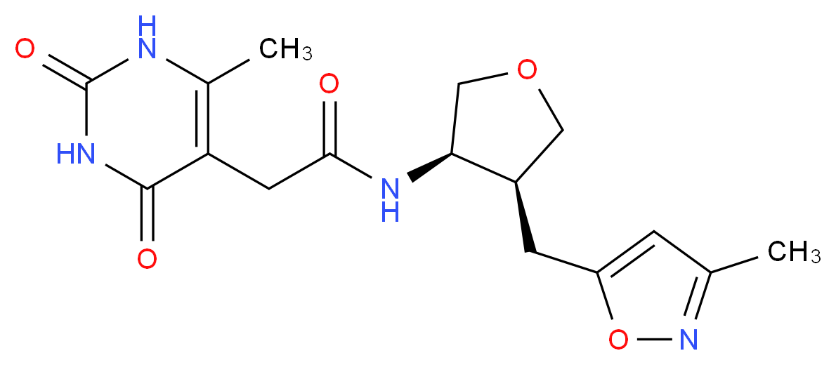 2-(6-methyl-2,4-dioxo-1,2,3,4-tetrahydropyrimidin-5-yl)-N-{(3R*,4S*)-4-[(3-methylisoxazol-5-yl)methyl]tetrahydrofuran-3-yl}acetamide_分子结构_CAS_)