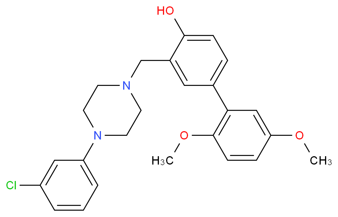 3-{[4-(3-chlorophenyl)-1-piperazinyl]methyl}-2',5'-dimethoxy-4-biphenylol_分子结构_CAS_)