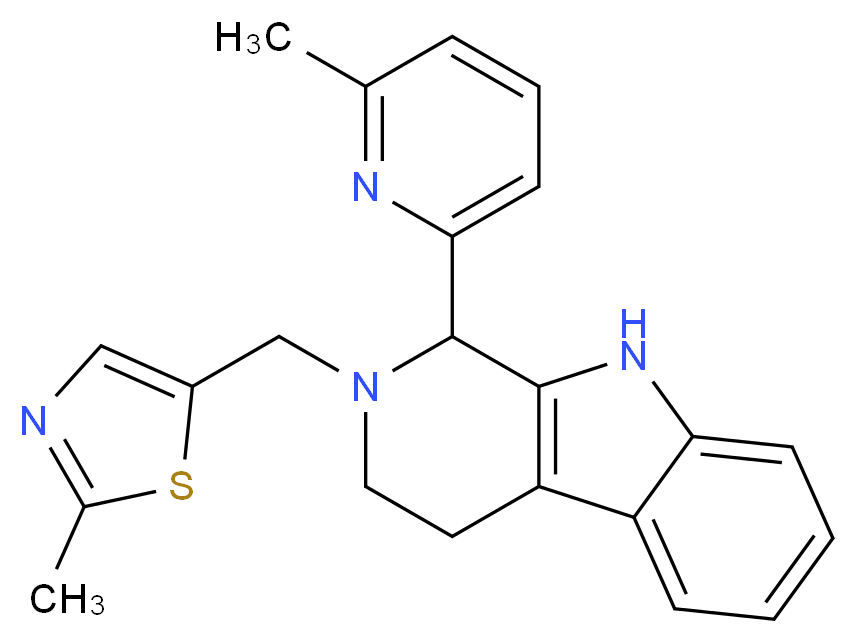 1-(6-methyl-2-pyridinyl)-2-[(2-methyl-1,3-thiazol-5-yl)methyl]-2,3,4,9-tetrahydro-1H-beta-carboline_分子结构_CAS_)