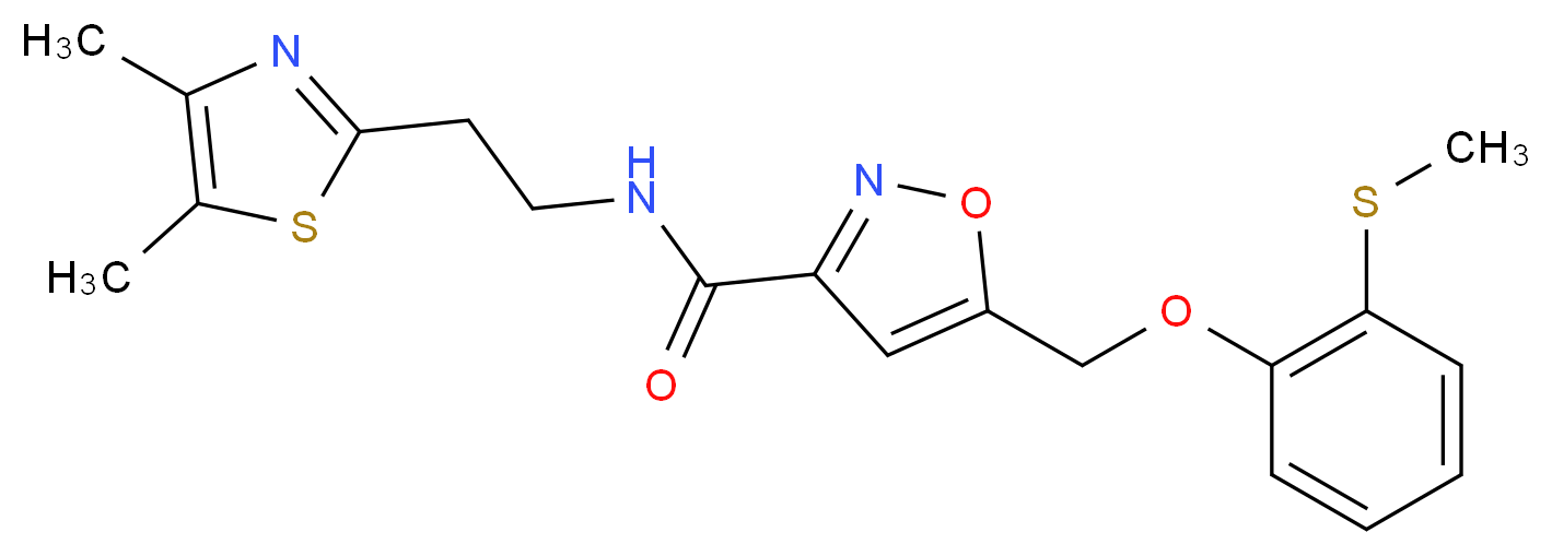 N-[2-(4,5-dimethyl-1,3-thiazol-2-yl)ethyl]-5-{[2-(methylthio)phenoxy]methyl}-3-isoxazolecarboxamide_分子结构_CAS_)