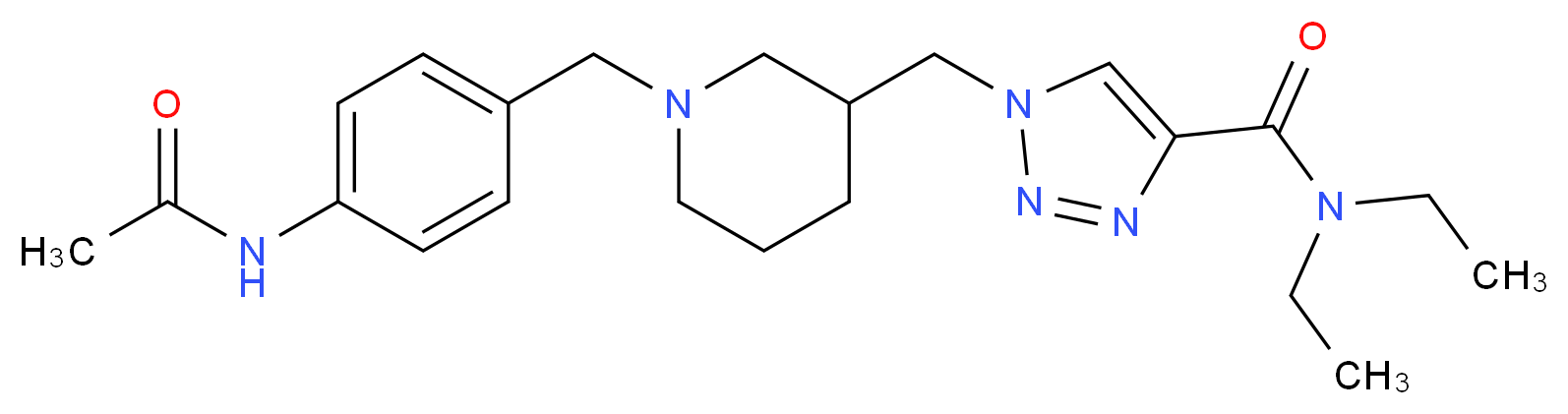 1-({1-[4-(acetylamino)benzyl]-3-piperidinyl}methyl)-N,N-diethyl-1H-1,2,3-triazole-4-carboxamide_分子结构_CAS_)
