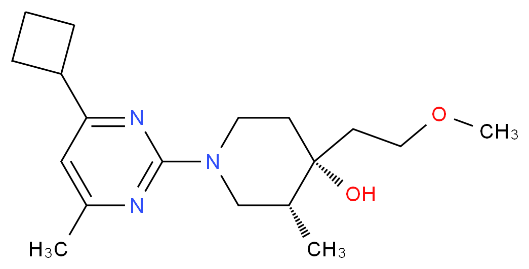 (3R*,4R*)-1-(4-cyclobutyl-6-methyl-2-pyrimidinyl)-4-(2-methoxyethyl)-3-methyl-4-piperidinol_分子结构_CAS_)
