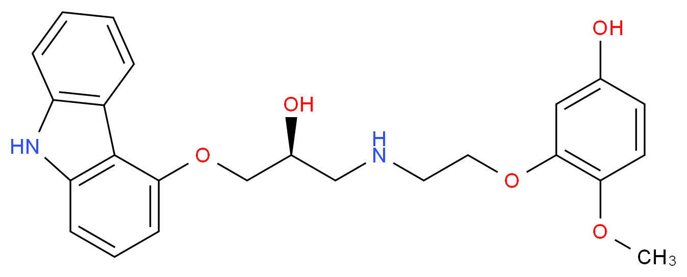 3-(2-{[(2S)-3-(9H-carbazol-4-yloxy)-2-hydroxypropyl]amino}ethoxy)-4-methoxyphenol_分子结构_CAS_1217723-80-2