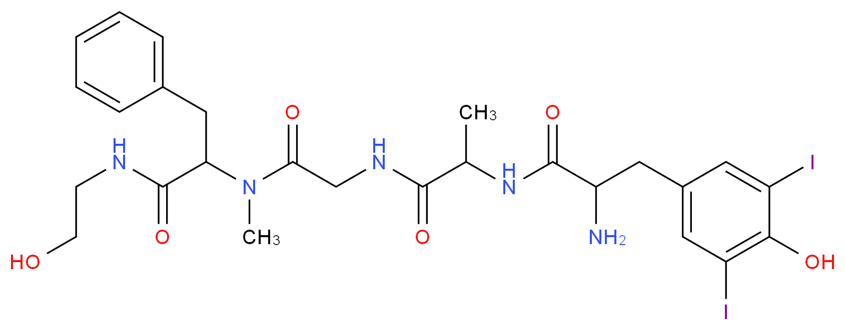 2-amino-3-(4-hydroxy-3,5-diiodophenyl)-N-(1-{[({1-[(2-hydroxyethyl)carbamoyl]-2-phenylethyl}(methyl)carbamoyl)methyl]carbamoyl}ethyl)propanamide_分子结构_CAS_103213-42-9