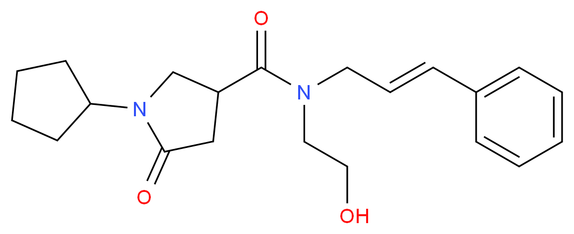 1-cyclopentyl-N-(2-hydroxyethyl)-5-oxo-N-[(2E)-3-phenyl-2-propen-1-yl]-3-pyrrolidinecarboxamide_分子结构_CAS_)