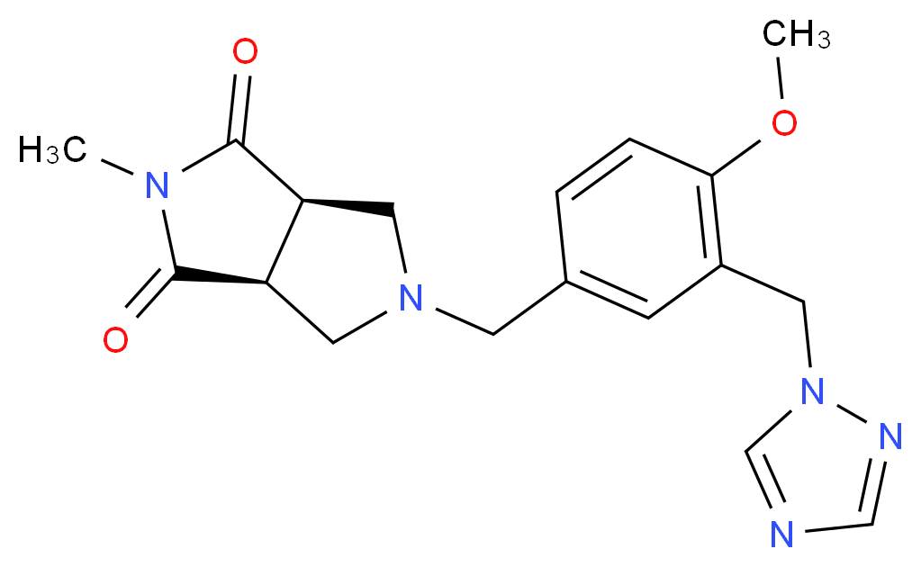 (3aR*,6aS*)-5-[4-methoxy-3-(1H-1,2,4-triazol-1-ylmethyl)benzyl]-2-methyltetrahydropyrrolo[3,4-c]pyrrole-1,3(2H,3aH)-dione_分子结构_CAS_)