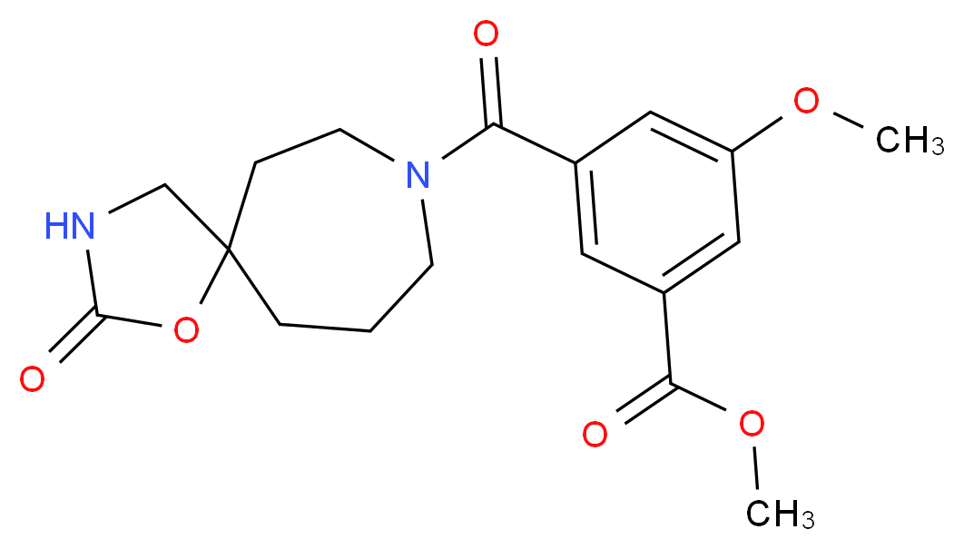 methyl 3-methoxy-5-[(2-oxo-1-oxa-3,8-diazaspiro[4.6]undec-8-yl)carbonyl]benzoate_分子结构_CAS_)