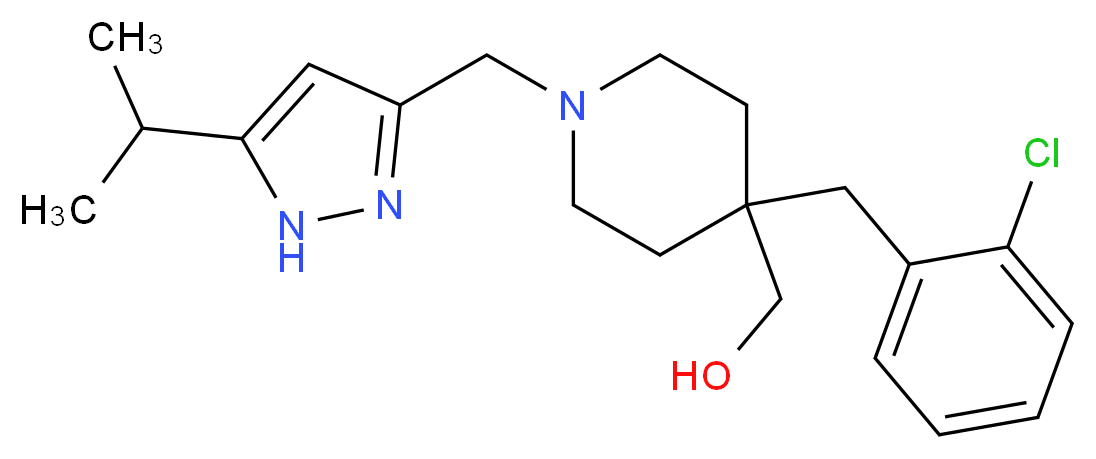 {4-(2-chlorobenzyl)-1-[(5-isopropyl-1H-pyrazol-3-yl)methyl]-4-piperidinyl}methanol_分子结构_CAS_)
