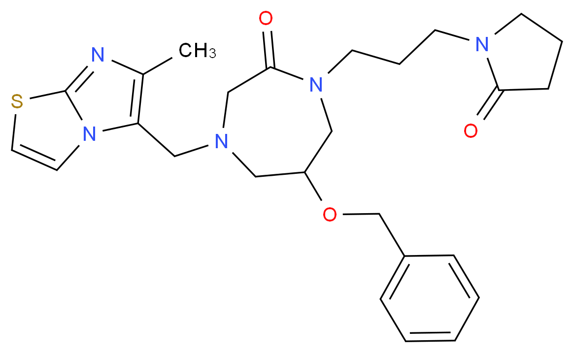 6-(benzyloxy)-4-[(6-methylimidazo[2,1-b][1,3]thiazol-5-yl)methyl]-1-[3-(2-oxo-1-pyrrolidinyl)propyl]-1,4-diazepan-2-one_分子结构_CAS_)