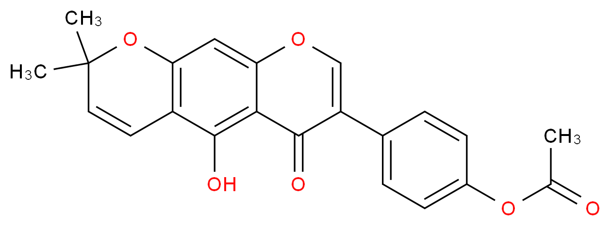 4-{5-hydroxy-8,8-dimethyl-4-oxo-4H,8H-pyrano[3,2-g]chromen-3-yl}phenyl acetate_分子结构_CAS_86989-18-6