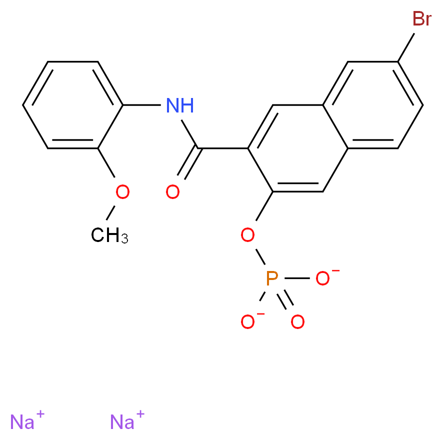 disodium 6-bromo-3-[(2-methoxyphenyl)carbamoyl]naphthalen-2-yl phosphate_分子结构_CAS_530-79-0