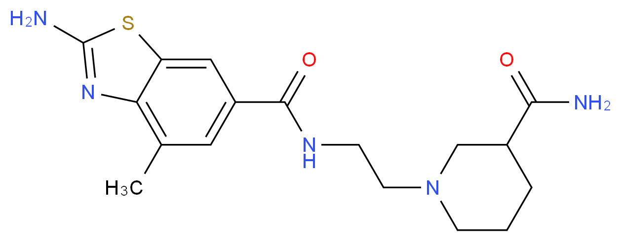 2-amino-N-{2-[3-(aminocarbonyl)piperidin-1-yl]ethyl}-4-methyl-1,3-benzothiazole-6-carboxamide_分子结构_CAS_)