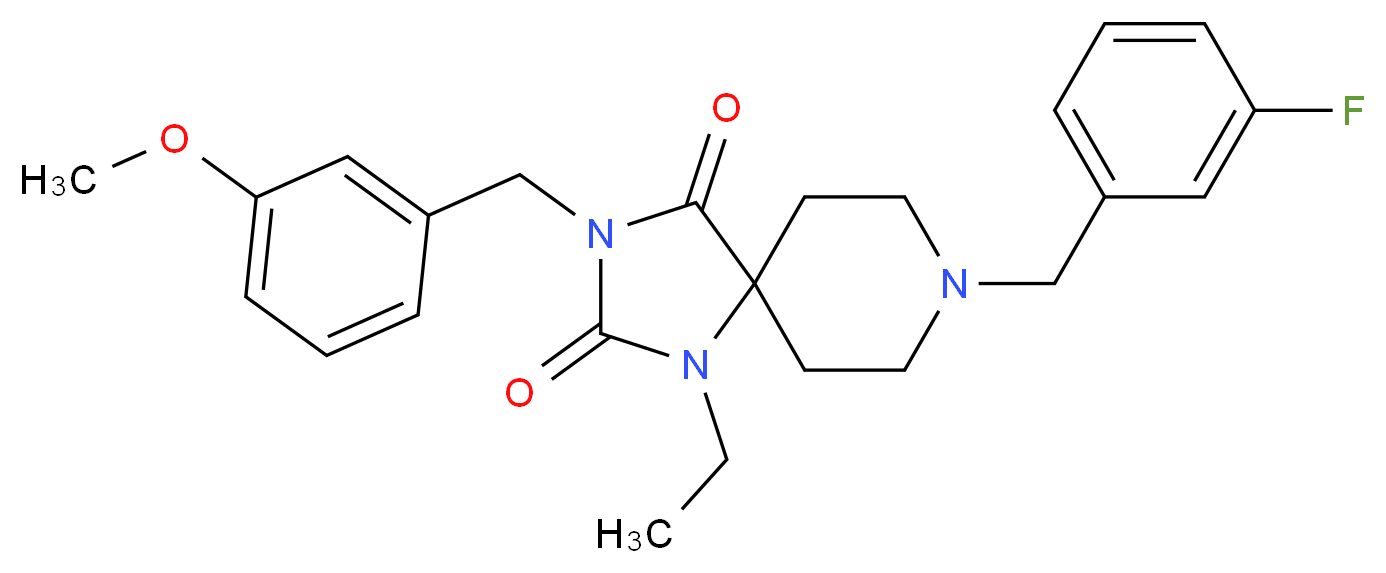 1-ethyl-8-(3-fluorobenzyl)-3-(3-methoxybenzyl)-1,3,8-triazaspiro[4.5]decane-2,4-dione_分子结构_CAS_)