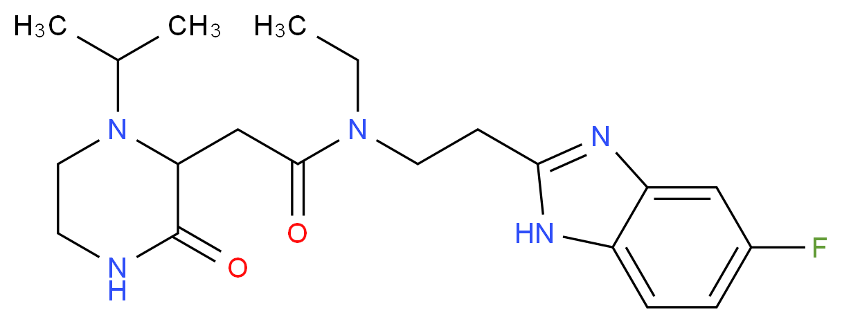 N-ethyl-N-[2-(5-fluoro-1H-benzimidazol-2-yl)ethyl]-2-(1-isopropyl-3-oxo-2-piperazinyl)acetamide_分子结构_CAS_)