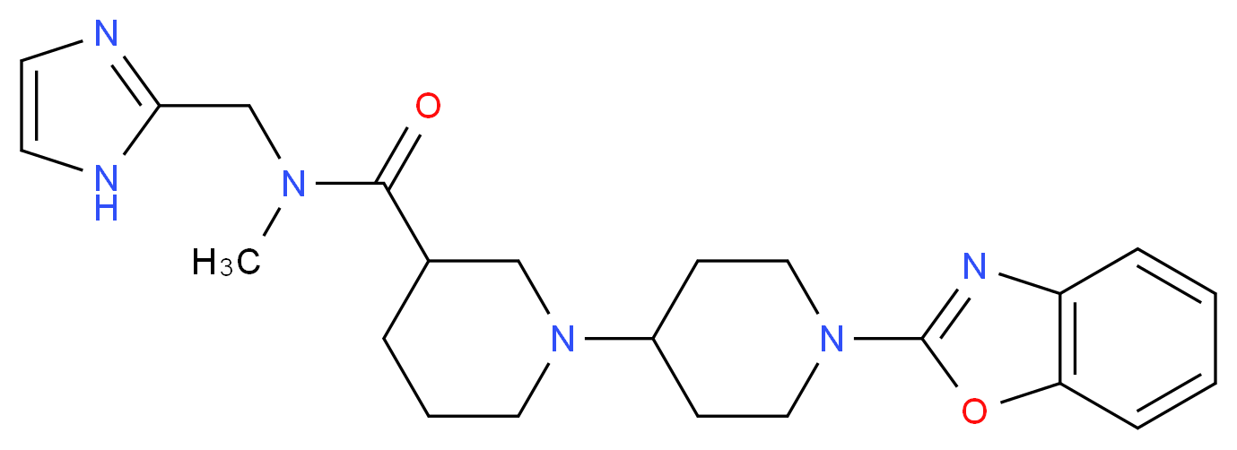 1'-(1,3-benzoxazol-2-yl)-N-(1H-imidazol-2-ylmethyl)-N-methyl-1,4'-bipiperidine-3-carboxamide_分子结构_CAS_)