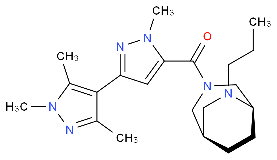 1,1',3',5'-tetramethyl-5-{[(1R*,5R*)-6-propyl-3,6-diazabicyclo[3.2.2]non-3-yl]carbonyl}-1H,1'H-3,4'-bipyrazole_分子结构_CAS_)