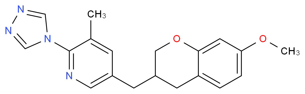 5-[(7-methoxy-3,4-dihydro-2H-chromen-3-yl)methyl]-3-methyl-2-(4H-1,2,4-triazol-4-yl)pyridine_分子结构_CAS_)