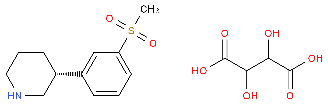 3S-(-)-3-[3-(Methanesulfonyl)phenyl]piperidine Tartaric Acid Salt_分子结构_CAS_504398-38-3)