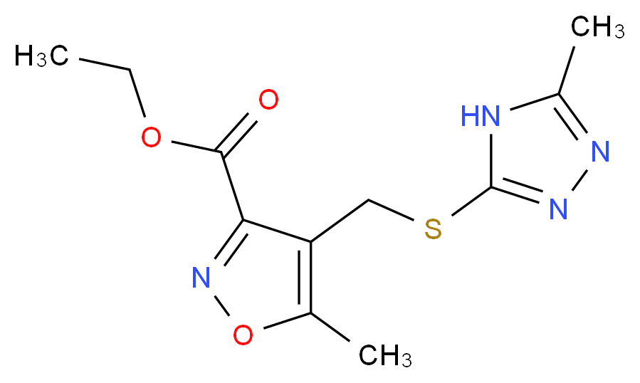 Ethyl 5-methyl-4-{[(5-methyl-4H-1,2,4-triazol-3-yl)thio]methyl}isoxazole-3-carboxylate_分子结构_CAS_)