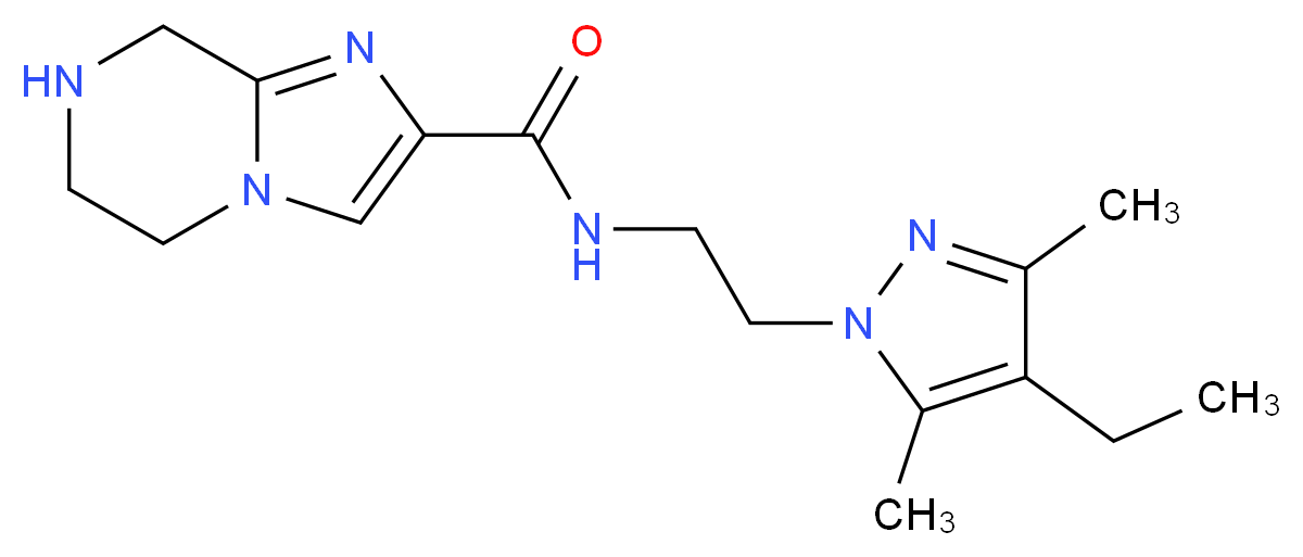 N-[2-(4-ethyl-3,5-dimethyl-1H-pyrazol-1-yl)ethyl]-5,6,7,8-tetrahydroimidazo[1,2-a]pyrazine-2-carboxamide_分子结构_CAS_)