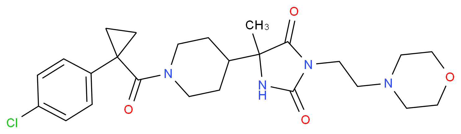 5-(1-{[1-(4-chlorophenyl)cyclopropyl]carbonyl}-4-piperidinyl)-5-methyl-3-[2-(4-morpholinyl)ethyl]-2,4-imidazolidinedione_分子结构_CAS_)