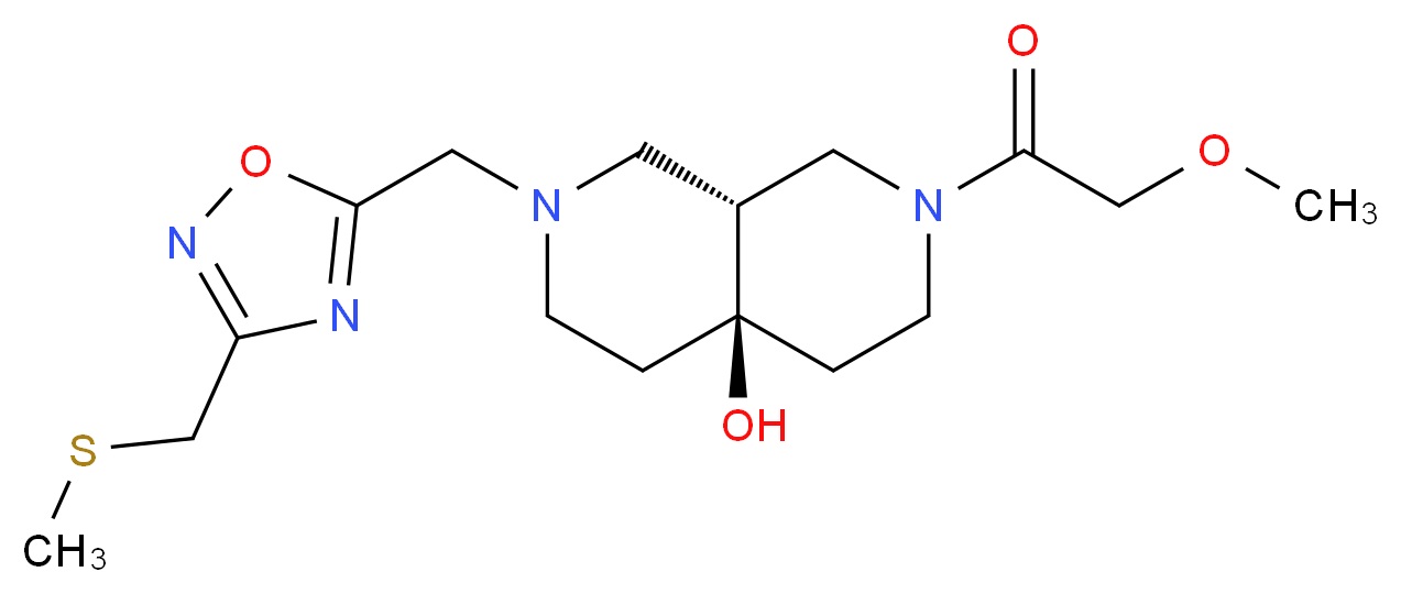 (4aR*,8aR*)-2-(methoxyacetyl)-7-({3-[(methylthio)methyl]-1,2,4-oxadiazol-5-yl}methyl)octahydro-2,7-naphthyridin-4a(2H)-ol_分子结构_CAS_)