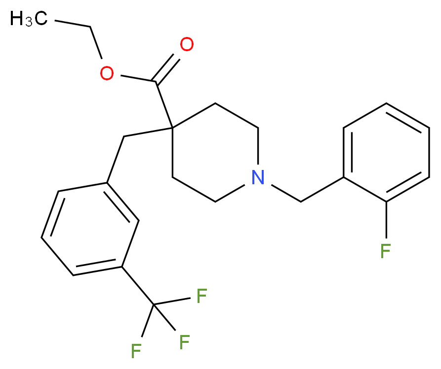 ethyl 1-(2-fluorobenzyl)-4-[3-(trifluoromethyl)benzyl]-4-piperidinecarboxylate_分子结构_CAS_)